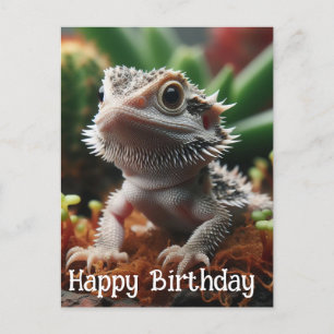 Bearded Dragon in de Moss Garden Happy Birthday Briefkaart