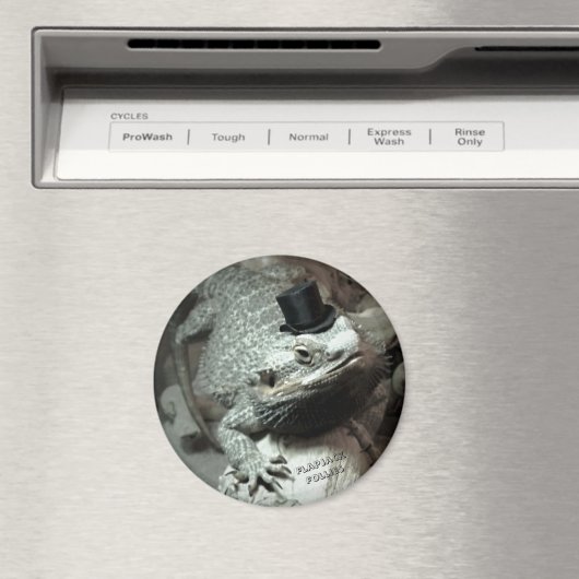 Bearded Dragon in een Top Hat Magnet (Insitu (Vaatwasser))