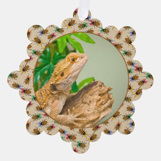 Bearded Dragon Insect Pattern Gepersonaliseerd Ornament Kaart (Voorkant)