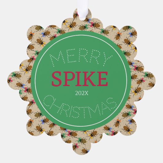 Bearded Dragon Insect Pattern Gepersonaliseerd Ornament Kaart (Achterkant)