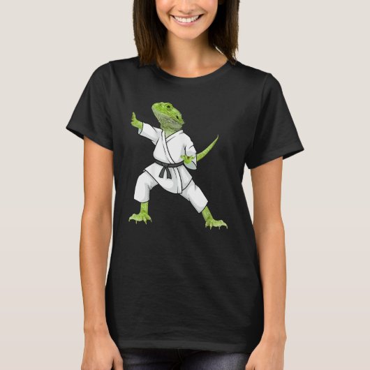 Bearded Dragon Karate Lizard Reptile Animal Austra T-shirt (Voorkant)