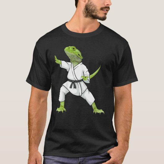 Bearded Dragon Karate Lizard Reptile Animal Austra T-shirt (Voorkant)