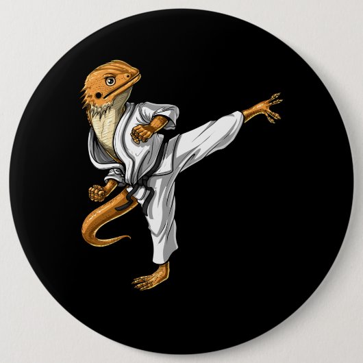 Bearded Dragon Karate Ronde Button 6,0 Cm (Voorkant)