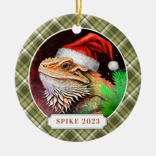 Bearded Dragon keramische cirkel Ornament (Voorkant)