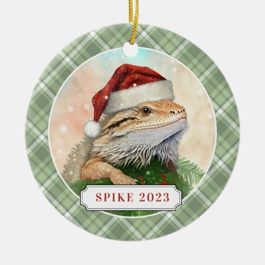 Bearded Dragon keramische cirkel Ornament (Voorkant)