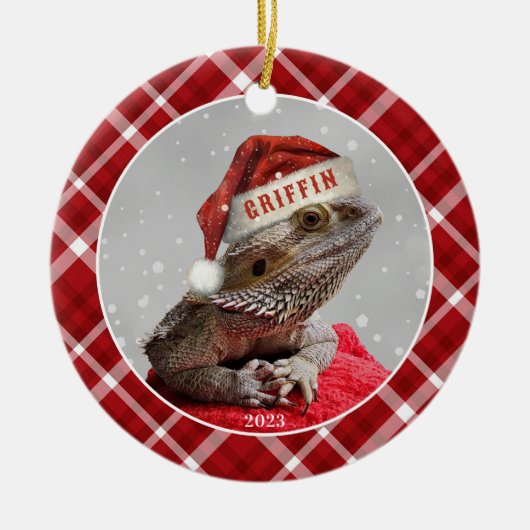 Bearded Dragon keramische cirkel Ornament (Voorkant)