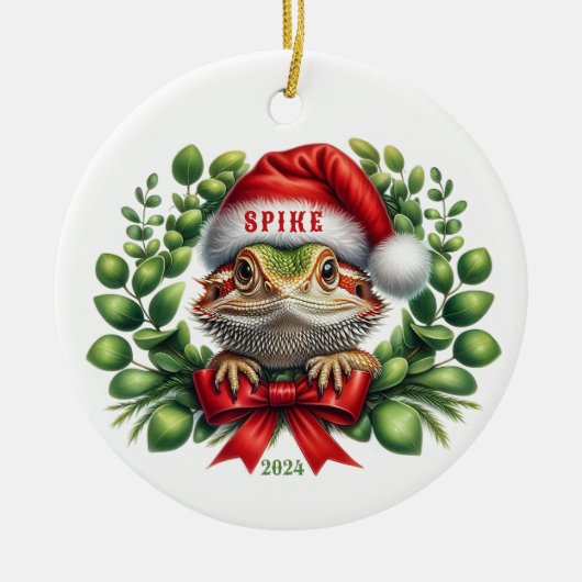 Bearded Dragon keramische cirkel Ornament (Voorkant)