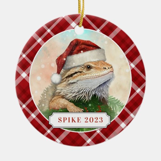 Bearded Dragon keramische cirkel Ornament (Voorkant)