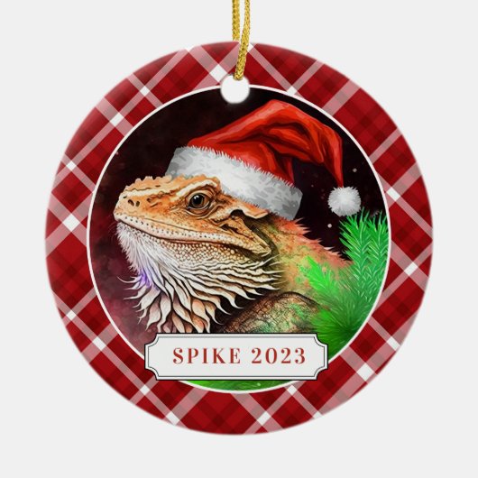 Bearded Dragon keramische cirkel Ornament (Voorkant)