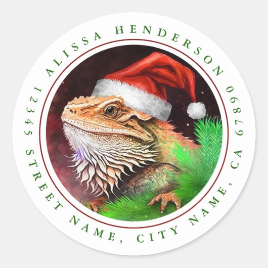Bearded Dragon Kerst stickers (Voorkant)