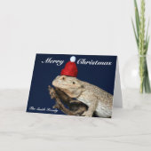 Bearded Dragon Lizard - Kerstman Hoed Kerstmis Kaart (Voorkant)