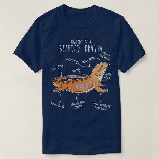 Bearded Dragon Lizard Reptiel Anatomie 3 T-shirt (Design voorkant)