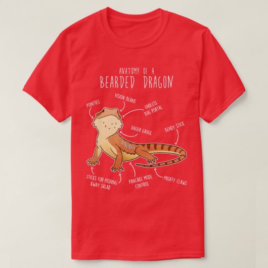 Bearded Dragon Lizard Reptiel Anatomie 4 T-shirt (Design voorkant)