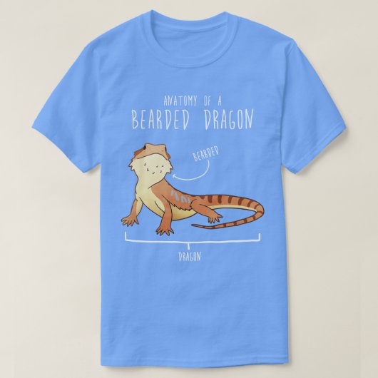 Bearded Dragon Lizard Reptiel Anatomie T-shirt (Design voorkant)