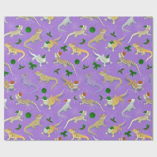 Bearded Dragon Morph Holiday Paars Cadeaupapier (Vlak)