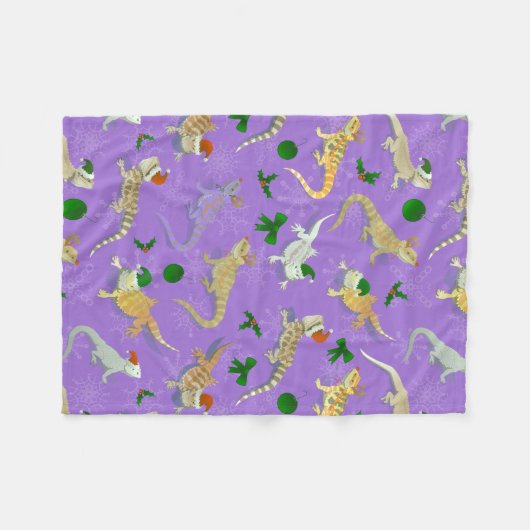 Bearded Dragon Morph Holiday Paars Fleece Deken (Voorkant (Horizontaal))