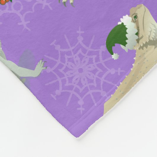 Bearded Dragon Morph Holiday Paars Fleece Deken (Hoek)