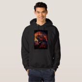 Bearded Dragon mountains sunset lizard retro 70s v Hoodie (Voorkant volledig)