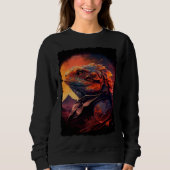 Bearded Dragon mountains sunset lizard retro 70s v Trui (Voorkant)