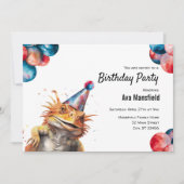 Bearded Dragon Pet Lizard Reptile Verjaardagsfeest Kaart (Voorkant)