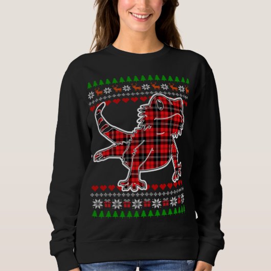 Bearded Dragon Plaid Lelijke Kerstmis Pyjama Leuke Trui (Voorkant)