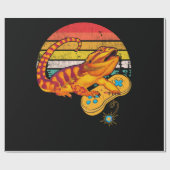 Bearded Dragon Playing Video Game Reptiles Pagona Cadeaupapier (Vlak)