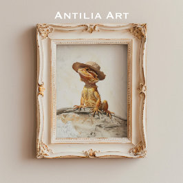 Bearded Dragon Portret Schilderij Pogona Reptiel Poster