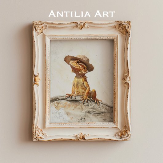 Bearded Dragon Portret Schilderij Pogona Reptiel Poster