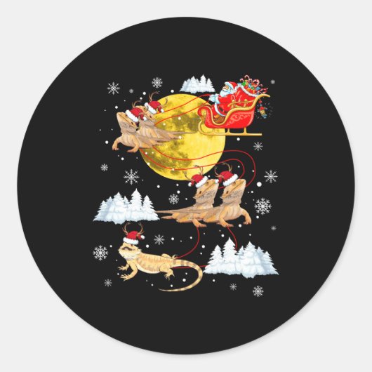 Bearded Dragon Reindeer Christmas Pajama Santa Xma Ronde Sticker (Voorkant)
