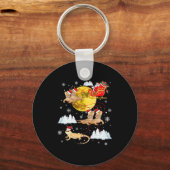 Bearded Dragon Reindeer Christmas Pajama Santa Xma Sleutelhanger (Voorkant)