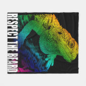 Bearded Dragon Respect Fleece Deken (Voorkant (Horizontaal))