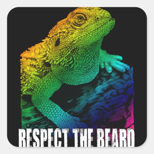 Bearded Dragon Respect Vierkante Sticker (Voorkant)