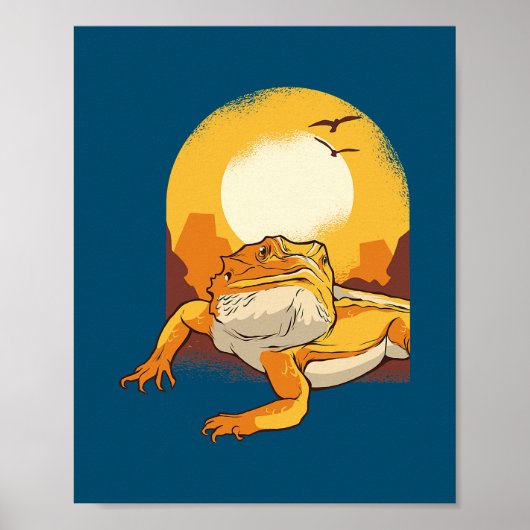 Bearded Dragon Retro Poster (Voorkant)