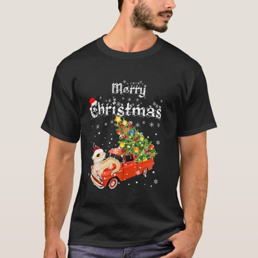Bearded Dragon Ride Red Truck Christmas Pajama T-shirt (Voorkant)