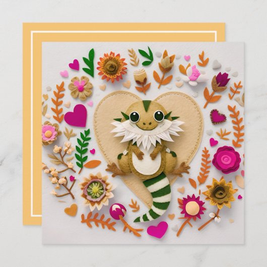 Bearded Dragon romantisch Feestdagenkaart (Voorkant / Achterkant)