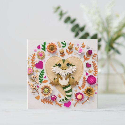 Bearded Dragon romantisch Feestdagenkaart (Staand voorkant)