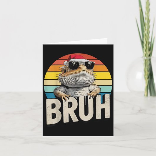 Bearded Dragon Santa Christmas Bruh Retro Lizard B Kaart (Voorkant)