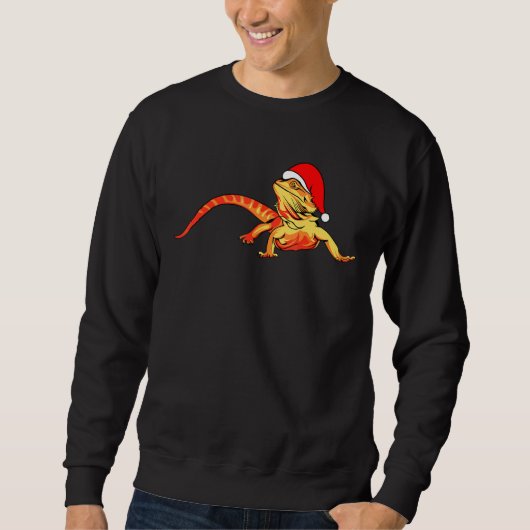 Bearded Dragon Santa Hat Christmas Pagona Lizard R Trui (Voorkant)