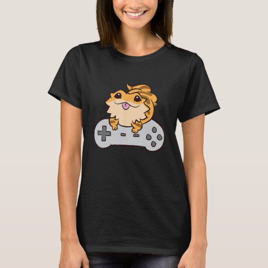Bearded Dragon spelen van videogames Pagona Lizard T-shirt (Voorkant)