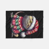Bearded Dragon Ugly Sweater Santa Hat Christmas  Fleece Deken (Voorkant (Horizontaal))