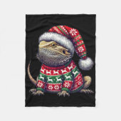Bearded Dragon Ugly Sweater Santa Hat Christmas  Fleece Deken (Voorkant)