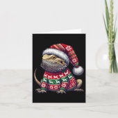 Bearded Dragon Ugly Sweater Santa Hat Kerstmis Kaart (Voorkant)