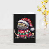 Bearded Dragon Ugly Sweater Santa Hat Kerstmis Kaart (Gele Bloem)