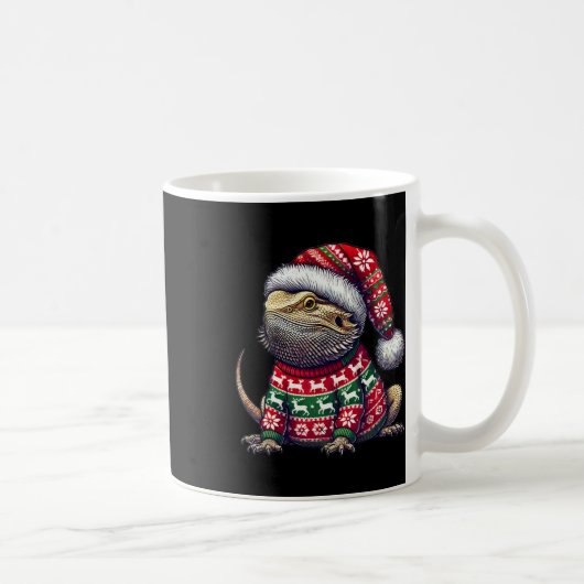 Bearded Dragon Ugly Sweater Santa Hat Kerstmis Koffiemok (Rechts)
