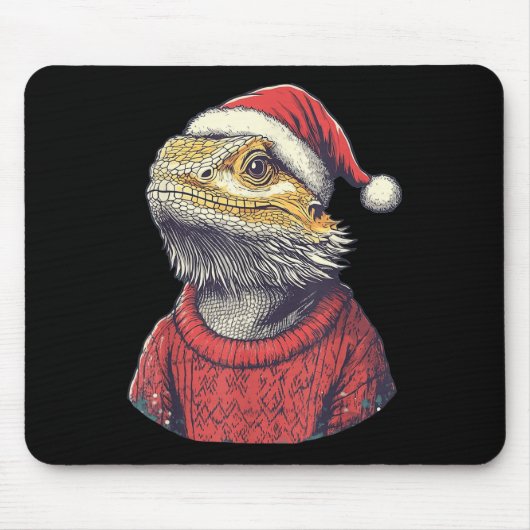 Bearded Dragon Ugly Sweater Santa Hat Kerstmis Muismat (Voorkant)