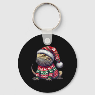 Bearded Dragon Ugly Sweater Santa Hat Kerstmis Sleutelhanger