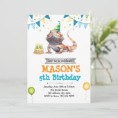 Bearded Dragon uitnodiging voor verjaardag (Staand voorkant)