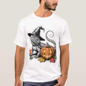 Bearded Dragon Witch en pompoen T-shirt (Voorkant)