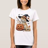 Bearded Dragon Witch Halloween kunst T-shirt (Voorkant)