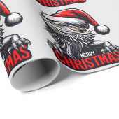 Bearded Dragon Xmas, Vrolijke Kerstmis Santa Lizar Cadeaupapier (Rol Hoek)